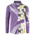 Aloha Hawaii Festive Button Sweatshirt Frangipani Lace Classic - Lavender