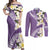 Aloha Hawaii Festive Couples Matching Off Shoulder Maxi Dress and Long Sleeve Button Shirt Frangipani Lace Classic - Lavender