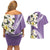 Aloha Hawaii Festive Couples Matching Off Shoulder Short Dress and Hawaiian Shirt Frangipani Lace Classic - Lavender
