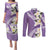 Aloha Hawaii Festive Couples Matching Puletasi and Long Sleeve Button Shirt Frangipani Lace Classic - Lavender