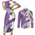 Aloha Hawaii Festive Couples Matching Short Sleeve Bodycon Dress and Long Sleeve Button Shirt Frangipani Lace Classic - Lavender