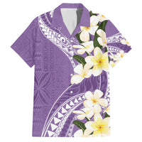 Aloha Hawaii Festive Family Matching Long Sleeve Bodycon Dress and Hawaiian Shirt Frangipani Lace Classic - Lavender LT7 Dad's Shirt - Short Sleeve Lavender - Polynesian Pride