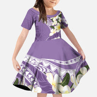 Aloha Hawaii Festive Family Matching Off The Shoulder Long Sleeve Dress and Hawaiian Shirt Frangipani Lace Classic - Lavender LT7 Daughter's Dress Lavender - Polynesian Pride