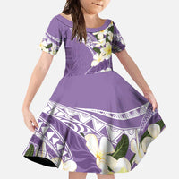 Aloha Hawaii Festive Family Matching Off Shoulder Maxi Dress and Hawaiian Shirt Frangipani Lace Classic - Lavender LT7 Daughter's Dress Lavender - Polynesian Pride