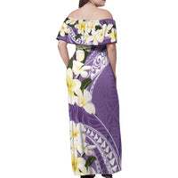 Aloha Hawaii Festive Family Matching Off Shoulder Maxi Dress and Hawaiian Shirt Frangipani Lace Classic - Lavender LT7 - Polynesian Pride
