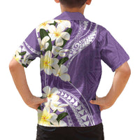Aloha Hawaii Festive Family Matching Off Shoulder Short Dress and Hawaiian Shirt Frangipani Lace Classic - Lavender LT7 - Polynesian Pride
