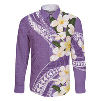 Aloha Hawaii Festive Family Matching Short Sleeve Bodycon Dress and Hawaiian Shirt Frangipani Lace Classic - Lavender LT7 Dad's Shirt - Long Sleeve Lavender - Polynesian Pride