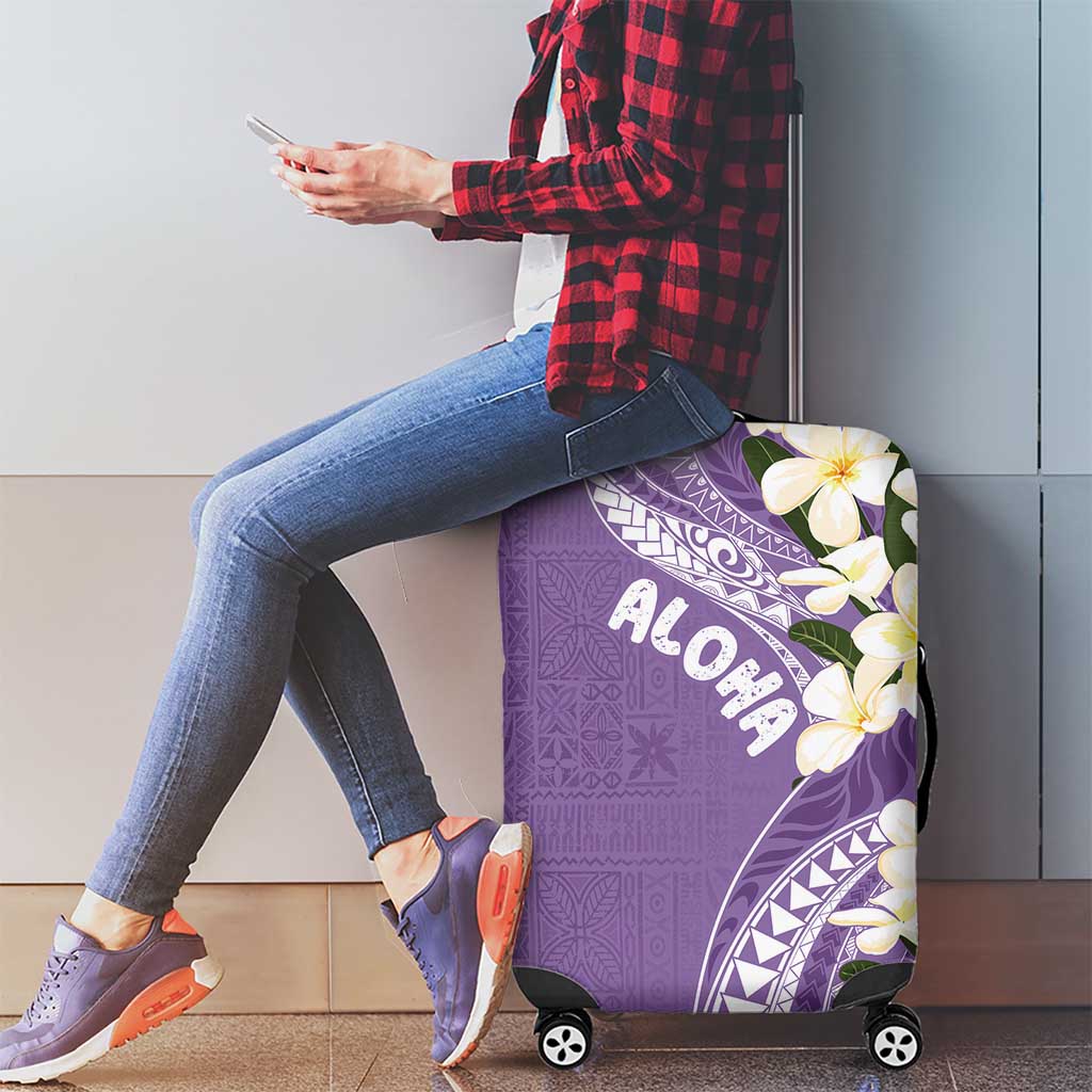 Aloha Hawaii Festive Luggage Cover Frangipani Lace Classic - Lavender LT7 - Polynesian Pride