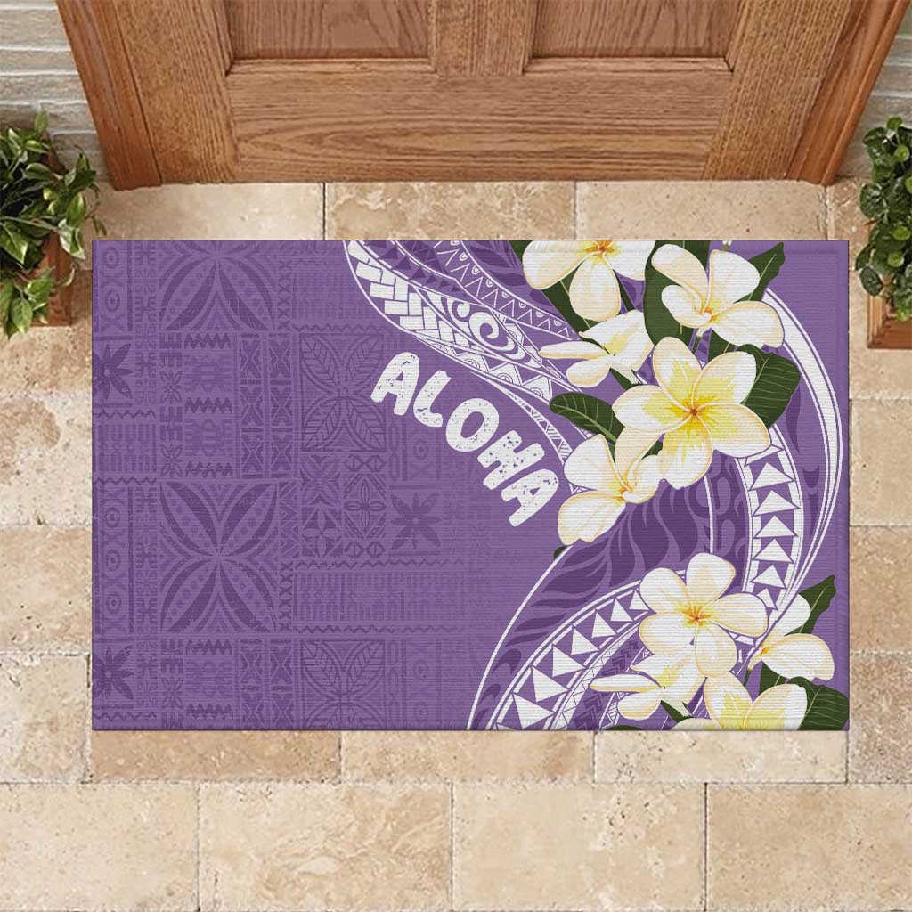 Aloha Hawaii Festive Rubber Doormat Frangipani Lace Classic - Lavender