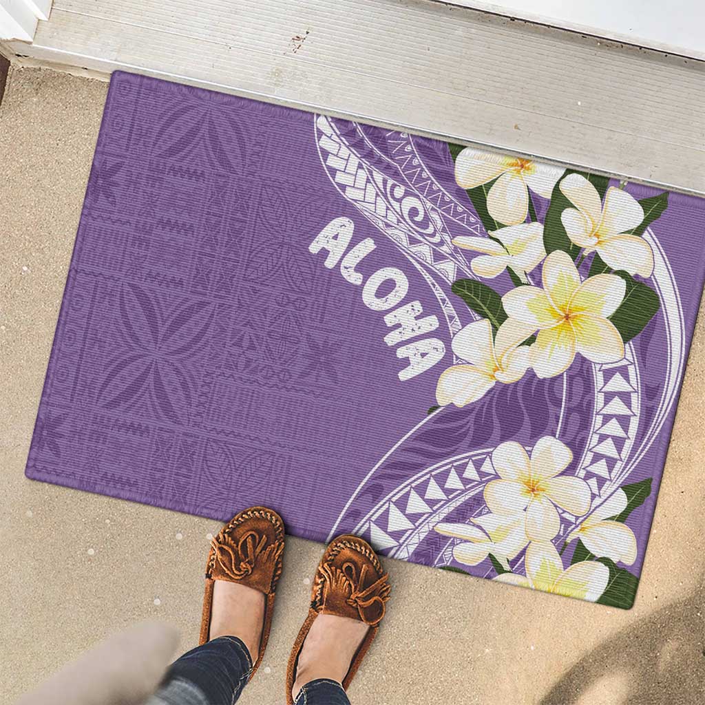 Aloha Hawaii Festive Rubber Doormat Frangipani Lace Classic - Lavender