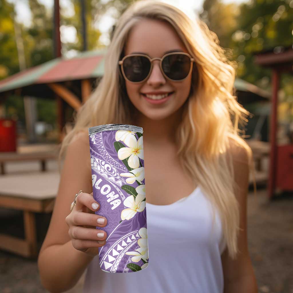 Aloha Hawaii Festive Skinny Tumbler Frangipani Lace Classic - Lavender LT7 - Polynesian Pride