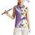 Aloha Hawaii Festive Women Sleeveless Polo Shirt Frangipani Lace Classic - Lavender