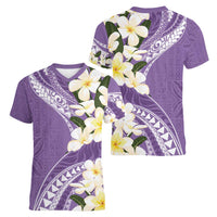 Aloha Hawaii Festive Women V-Neck T-Shirt Frangipani Lace Classic - Lavender