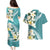 Aloha Hawaii Festive Couples Matching Puletasi and Hawaiian Shirt Frangipani Lace Classic - Teal