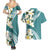 Aloha Hawaii Festive Couples Matching Summer Maxi Dress and Hawaiian Shirt Frangipani Lace Classic - Teal