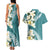 Aloha Hawaii Festive Couples Matching Tank Maxi Dress and Hawaiian Shirt Frangipani Lace Classic - Teal