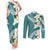 Aloha Hawaii Festive Couples Matching Tank Maxi Dress and Long Sleeve Button Shirt Frangipani Lace Classic - Teal