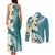 Aloha Hawaii Festive Couples Matching Tank Maxi Dress and Long Sleeve Button Shirt Frangipani Lace Classic - Teal