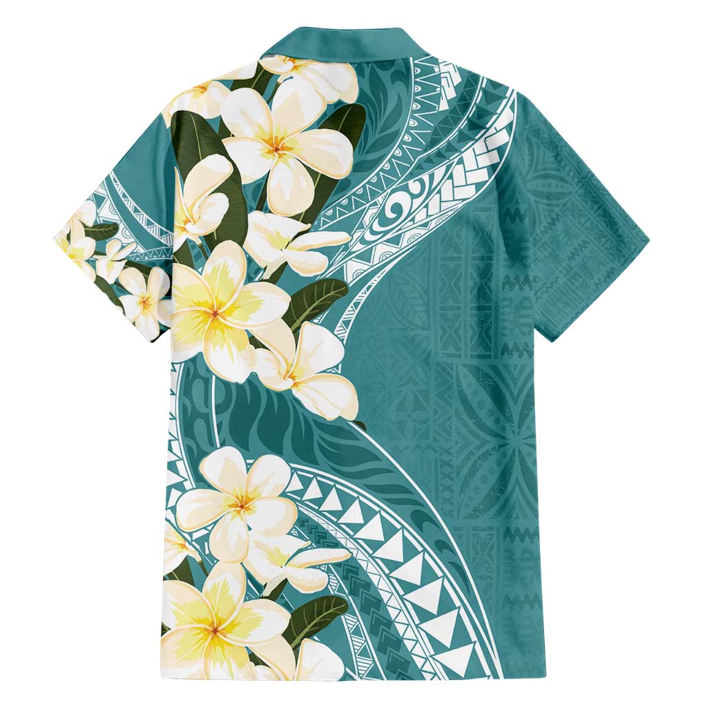 Aloha Hawaii Festive Family Matching Long Sleeve Bodycon Dress and Hawaiian Shirt Frangipani Lace Classic - Teal LT7 - Polynesian Pride
