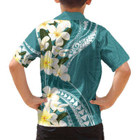 Aloha Hawaii Festive Family Matching Summer Maxi Dress and Hawaiian Shirt Frangipani Lace Classic - Teal LT7 - Polynesian Pride