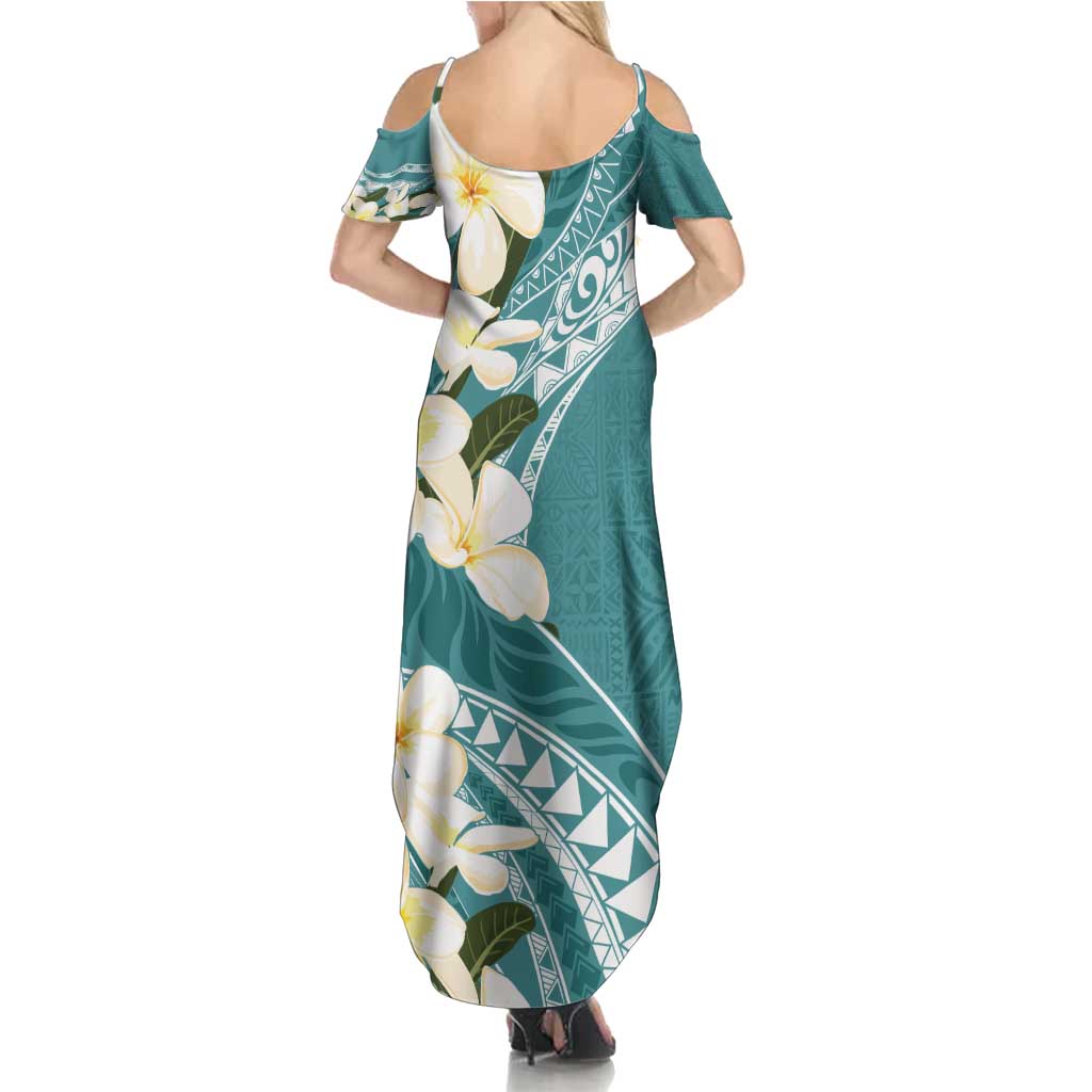 Aloha Hawaii Festive Family Matching Summer Maxi Dress and Hawaiian Shirt Frangipani Lace Classic - Teal LT7 - Polynesian Pride
