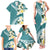 Aloha Hawaii Festive Family Matching Tank Maxi Dress and Hawaiian Shirt Frangipani Lace Classic - Teal