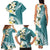 Aloha Hawaii Festive Family Matching Tank Maxi Dress and Hawaiian Shirt Frangipani Lace Classic - Teal