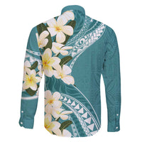 Aloha Hawaii Festive Family Matching Tank Maxi Dress and Hawaiian Shirt Frangipani Lace Classic - Teal LT7 - Polynesian Pride