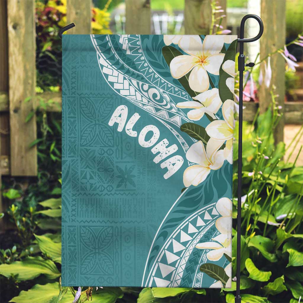Aloha Hawaii Festive Garden Flag Frangipani Lace Classic - Teal
