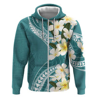 Aloha Hawaii Festive Hoodie Frangipani Lace Classic - Teal