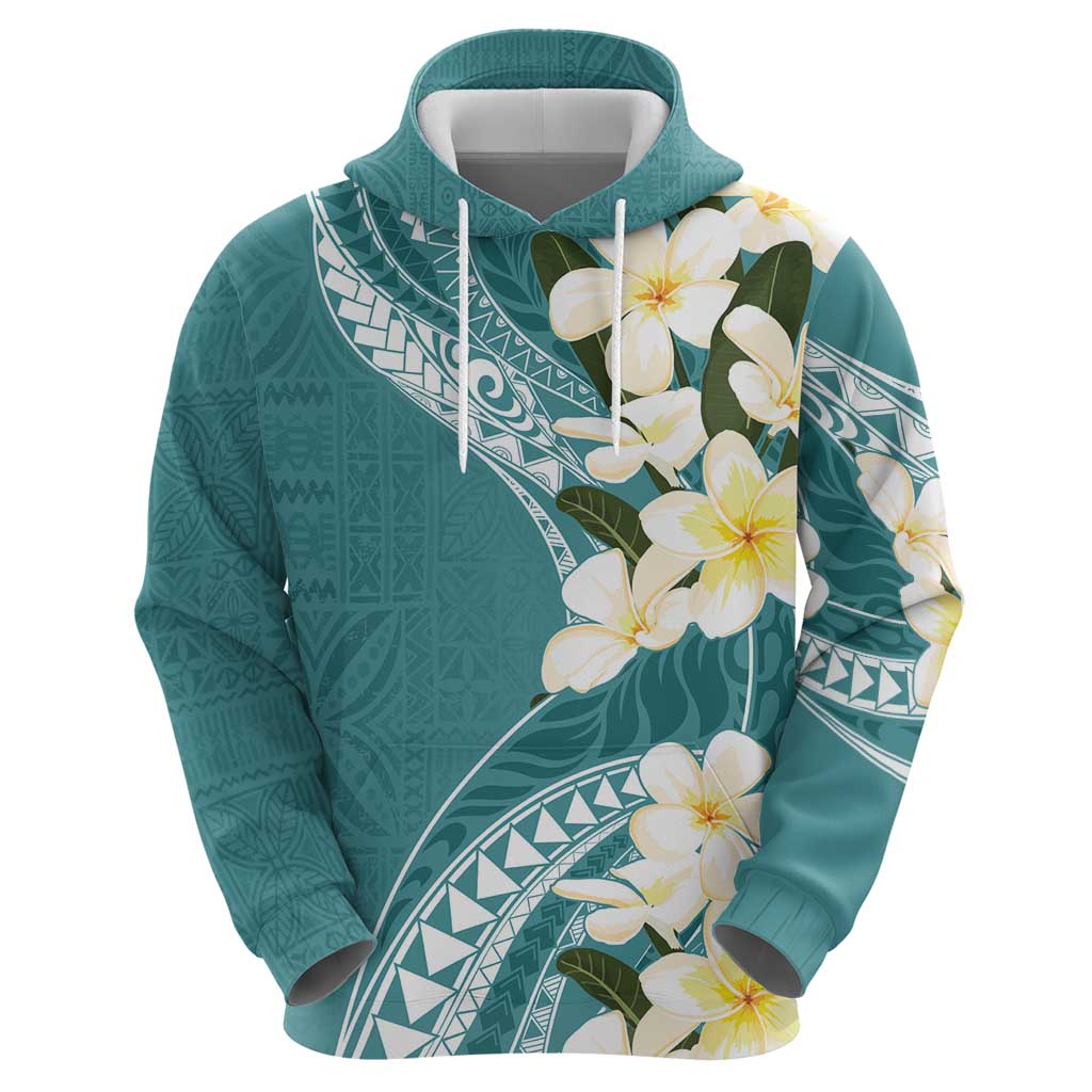 Aloha Hawaii Festive Hoodie Frangipani Lace Classic - Teal