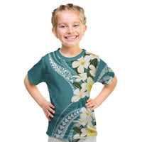 Aloha Hawaii Festive Kid T Shirt Frangipani Lace Classic - Teal