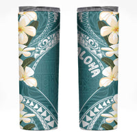 Aloha Hawaii Festive Skinny Tumbler Frangipani Lace Classic - Teal LT7 Teal - Polynesian Pride