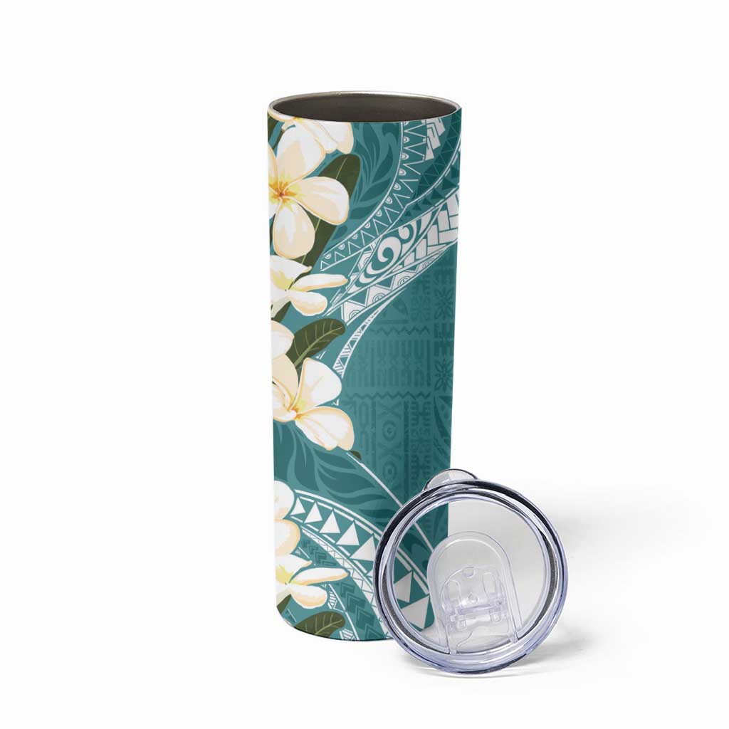 Aloha Hawaii Festive Skinny Tumbler Frangipani Lace Classic - Teal LT7 - Polynesian Pride