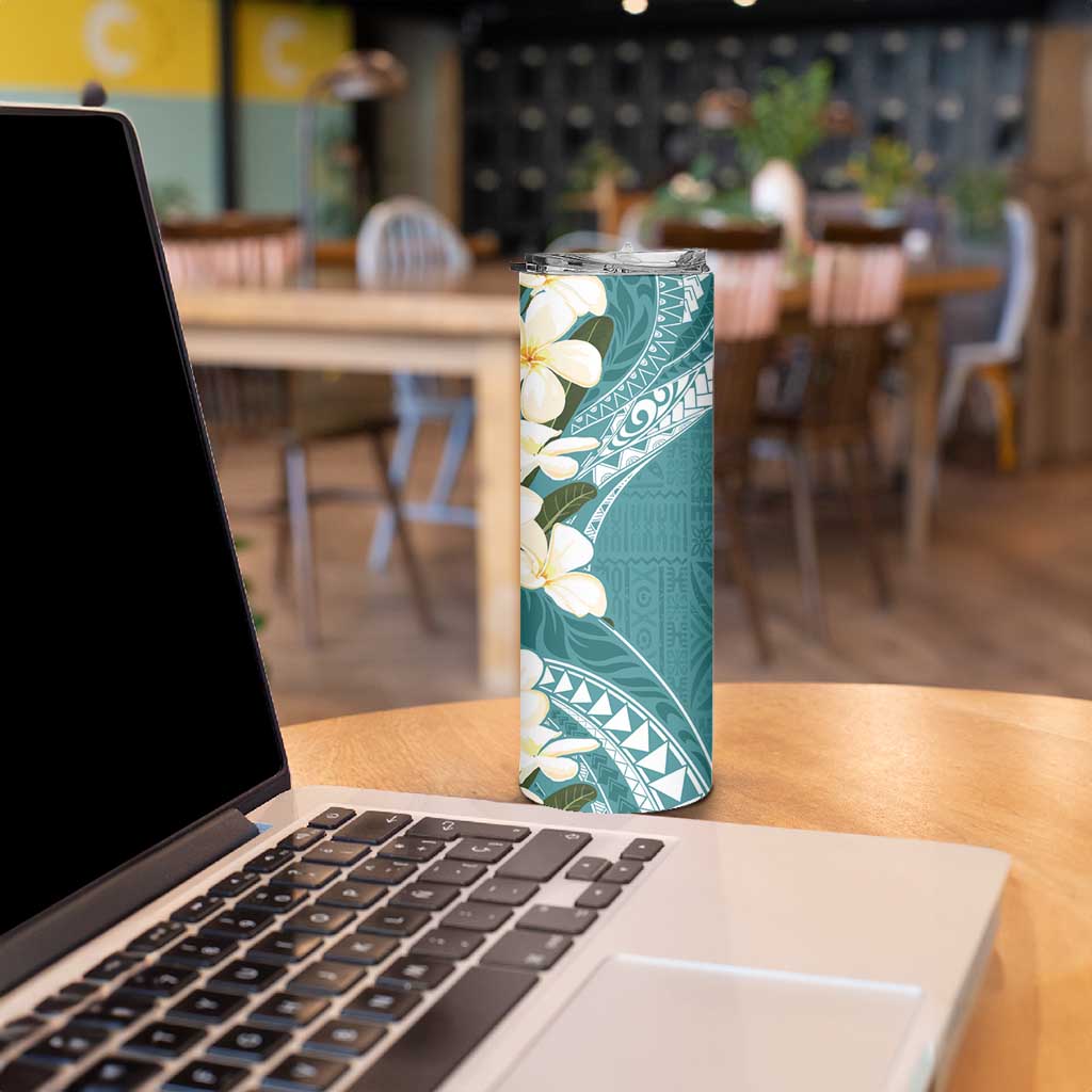 Aloha Hawaii Festive Skinny Tumbler Frangipani Lace Classic - Teal LT7 - Polynesian Pride