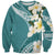 Aloha Hawaii Festive Sweatshirt Frangipani Lace Classic - Teal