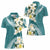 Aloha Hawaii Festive Women Polo Shirt Frangipani Lace Classic - Teal