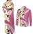 Aloha Hawaii Festive Couples Matching Off Shoulder Maxi Dress and Long Sleeve Button Shirt Frangipani Lace Classic - Rosy