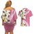 Aloha Hawaii Festive Couples Matching Off Shoulder Short Dress and Hawaiian Shirt Frangipani Lace Classic - Rosy