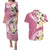 Aloha Hawaii Festive Couples Matching Puletasi and Hawaiian Shirt Frangipani Lace Classic - Rosy