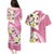 Aloha Hawaii Festive Couples Matching Puletasi and Hawaiian Shirt Frangipani Lace Classic - Rosy