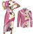 Aloha Hawaii Festive Couples Matching Short Sleeve Bodycon Dress and Long Sleeve Button Shirt Frangipani Lace Classic - Rosy