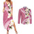 Aloha Hawaii Festive Couples Matching Summer Maxi Dress and Long Sleeve Button Shirt Frangipani Lace Classic - Rosy