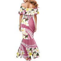 Aloha Hawaii Festive Family Matching Mermaid Dress and Hawaiian Shirt Frangipani Lace Classic - Rosy LT7 - Polynesian Pride