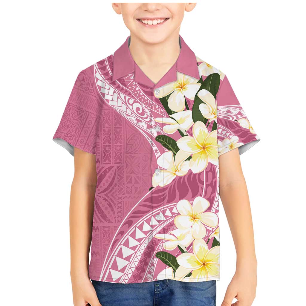 Aloha Hawaii Festive Family Matching Mermaid Dress and Hawaiian Shirt Frangipani Lace Classic - Rosy LT7 Son's Shirt Pink - Polynesian Pride