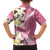 Aloha Hawaii Festive Family Matching Off The Shoulder Long Sleeve Dress and Hawaiian Shirt Frangipani Lace Classic - Rosy