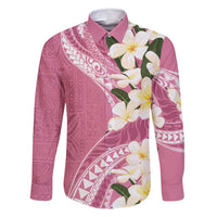 Aloha Hawaii Festive Family Matching Off Shoulder Maxi Dress and Hawaiian Shirt Frangipani Lace Classic - Rosy LT7 Dad's Shirt - Long Sleeve Pink - Polynesian Pride