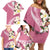 Aloha Hawaii Festive Family Matching Off Shoulder Short Dress and Hawaiian Shirt Frangipani Lace Classic - Rosy