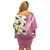 Aloha Hawaii Festive Family Matching Off Shoulder Short Dress and Hawaiian Shirt Frangipani Lace Classic - Rosy