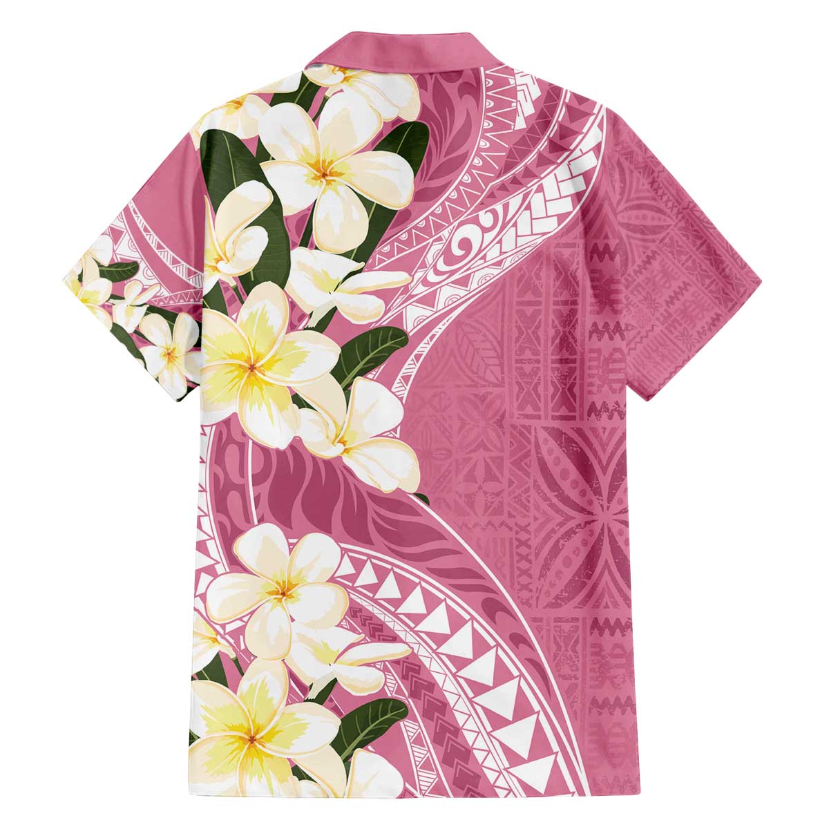 Aloha Hawaii Festive Family Matching Puletasi and Hawaiian Shirt Frangipani Lace Classic - Rosy LT7 - Polynesian Pride